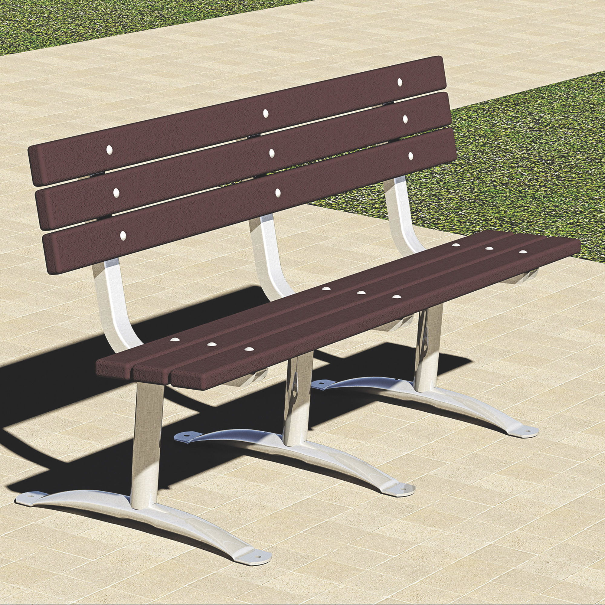 Pilot Rock Park Bench, 6ft. Brown, Plastic, Model# PCXB3/G-6PW24